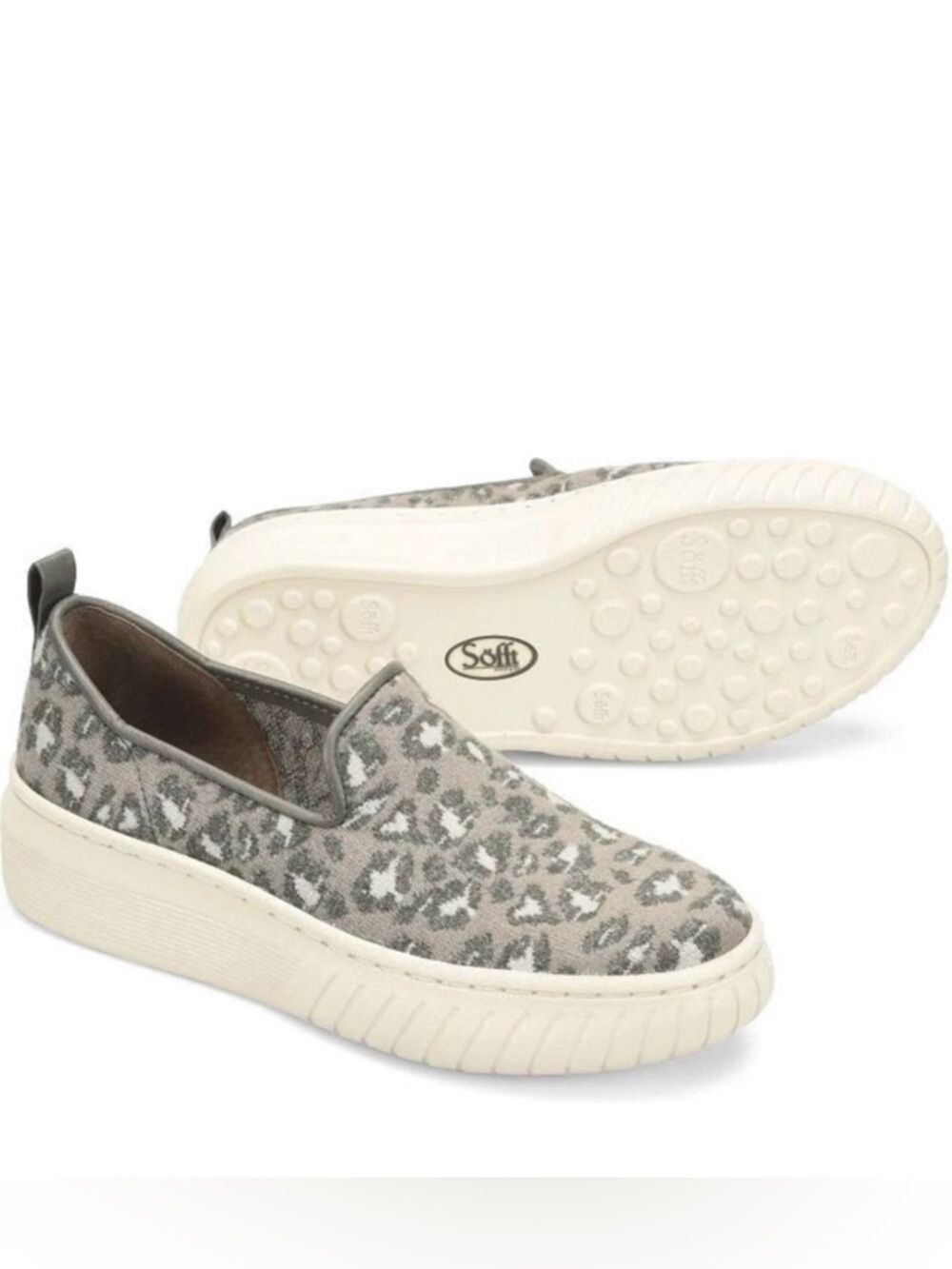 Sofft Pavina Gray Leopard-Print Slip-On Sneakers